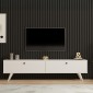 Έπιπλο τηλεόρασης Jate pakoworld σε λευκή απόχρωση 160x25x40εκ
