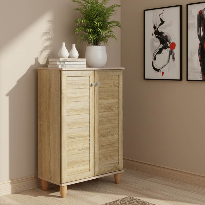 Παπουτσοθήκη-ντουλάπι SANTO pakoworld 10 ζεύγων χρώμα sonoma 60x34,5x91,5εκ