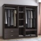 Ντουλάπα ρούχων πεντάφυλλη OLYMPUS pakoworld χρώμα wenge 198x57x183εκ