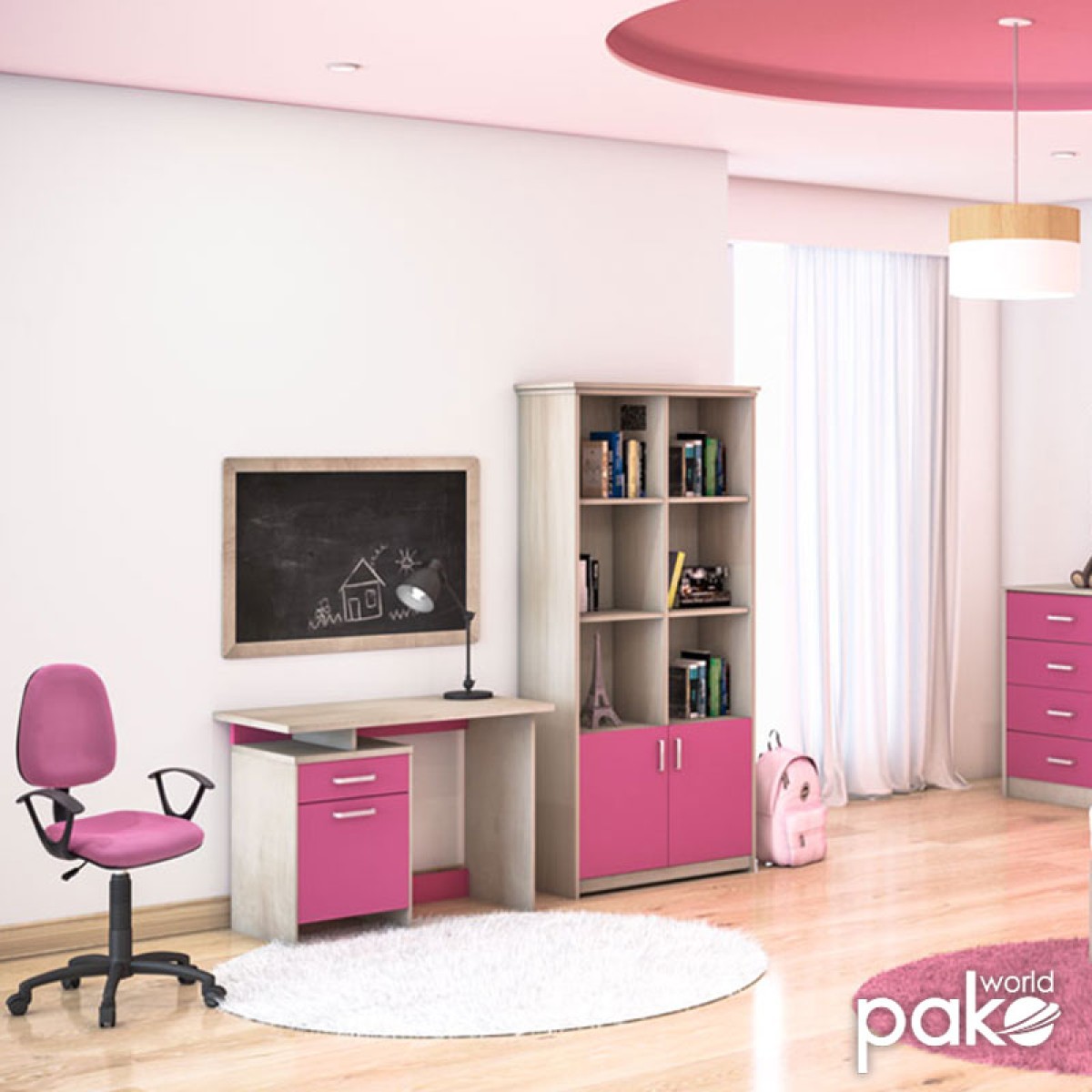 Γραφείο εργασίας Looney pakoworld χρώμα castillo-ροζ 100x55x75εκ