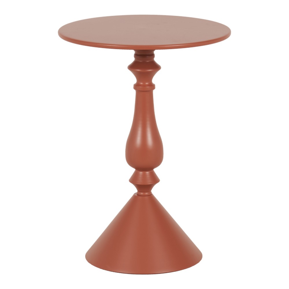 Βοηθητικό τραπέζι Lalou pakoworld μέταλλο σε απόχρωση terracotta Φ40x55εκ