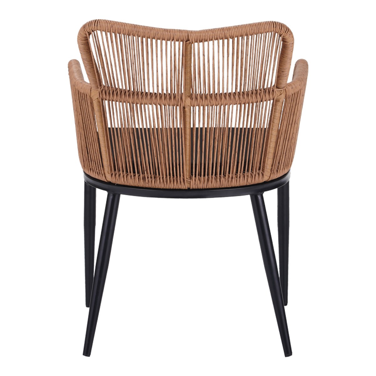 Πολυθρόνα Naoki pakoworld pe rattan -metal σε φυσική απόχρωση με μαύρα πόδια/μαξιλάρι 59x62.5x82εκ