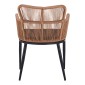 Πολυθρόνα Naoki pakoworld pe rattan -metal σε φυσική απόχρωση με μαύρα πόδια/μαξιλάρι 59x62.5x82εκ