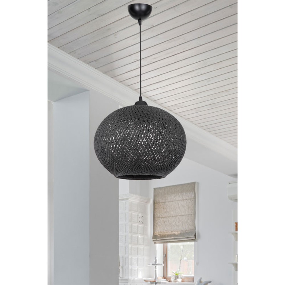 Φωτιστικό οροφής μονόφωτο Leshia pakoworld Ε27 μαύρο Φ38x38εκ