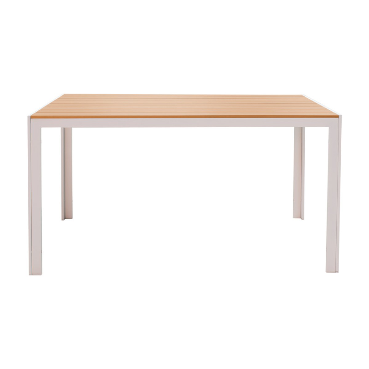 Τραπέζι Nares pakoworld αλουμίνιο λευκό-polywood φυσικό 140x80x72.5εκ