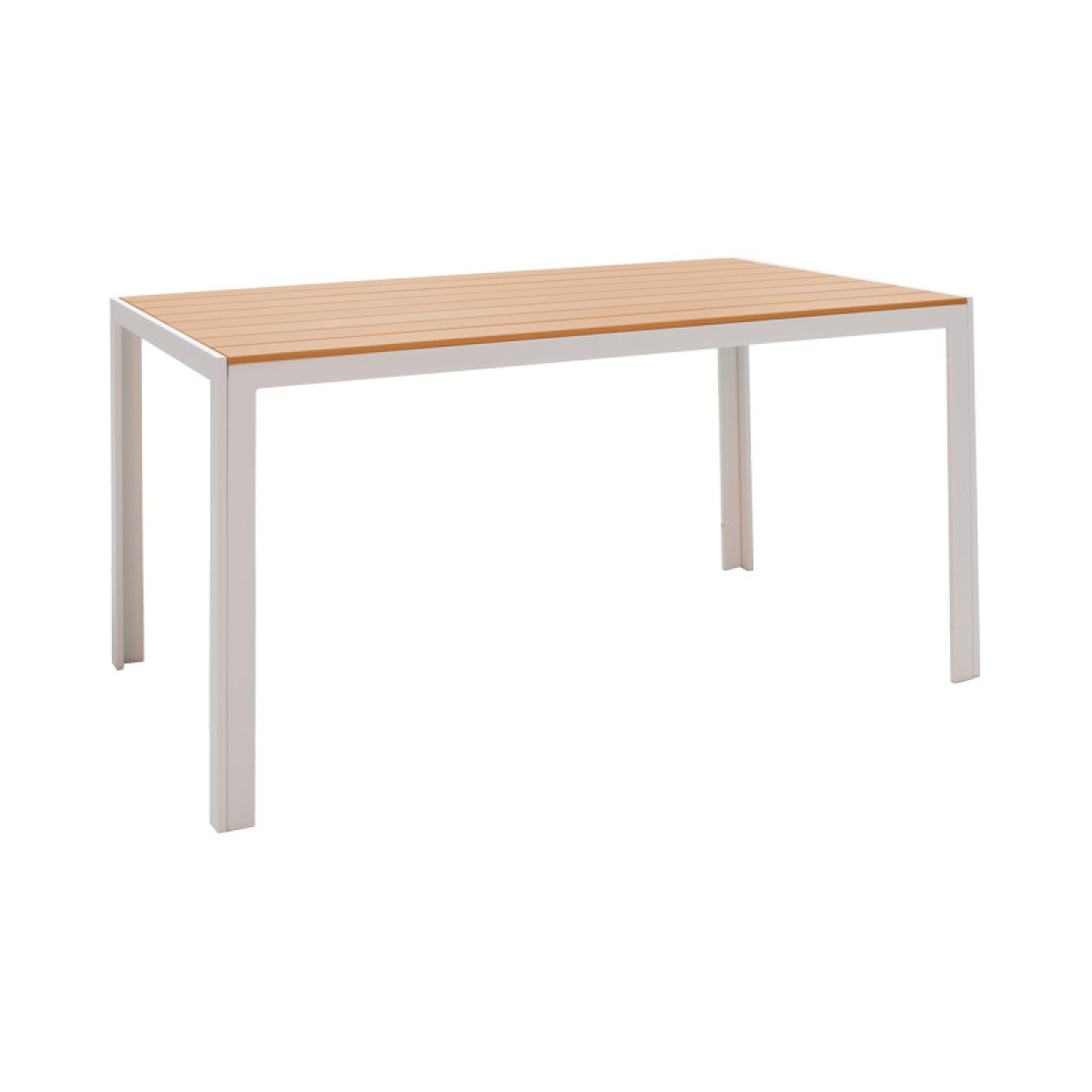 Τραπέζι Nares pakoworld αλουμίνιο λευκό-polywood φυσικό 140x80x72.5εκ