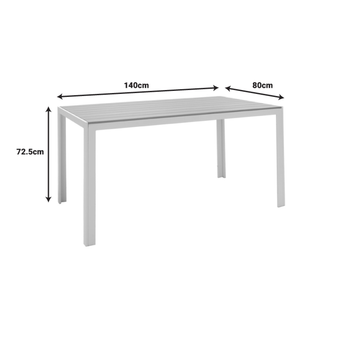 Τραπέζι Nares pakoworld αλουμίνιο λευκό-polywood φυσικό 140x80x72.5εκ