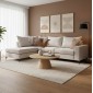 Γωνιακός καναπές δεξιά γωνία Romantic pakoworld ύφασμα cream-mocha 290x235x95εκ
