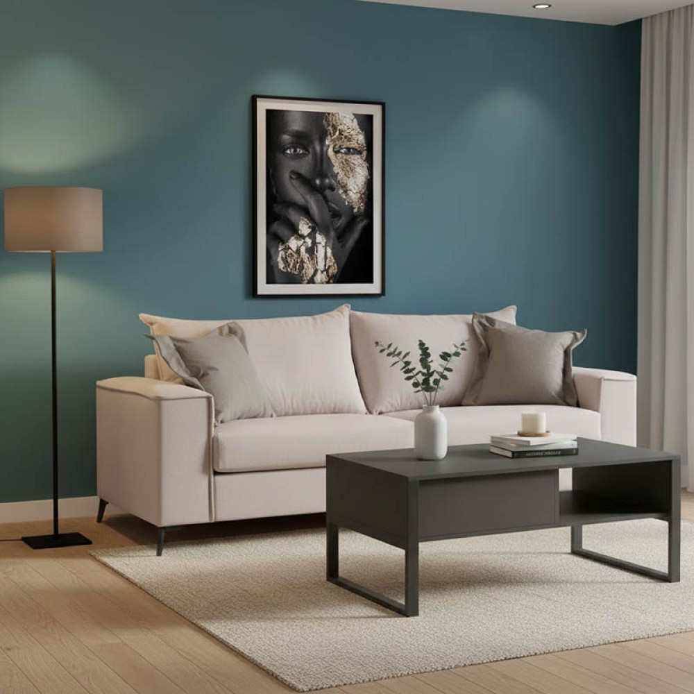 Καναπές Verona 3θέσιος cream - μαξιλάρια mocha 225x93x100εκ