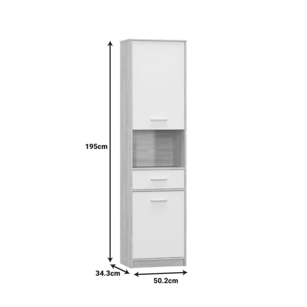 Στήλη Letto pakoworld σε oak - λευκό ματ απόχρωση 50,2x34,3x195εκ