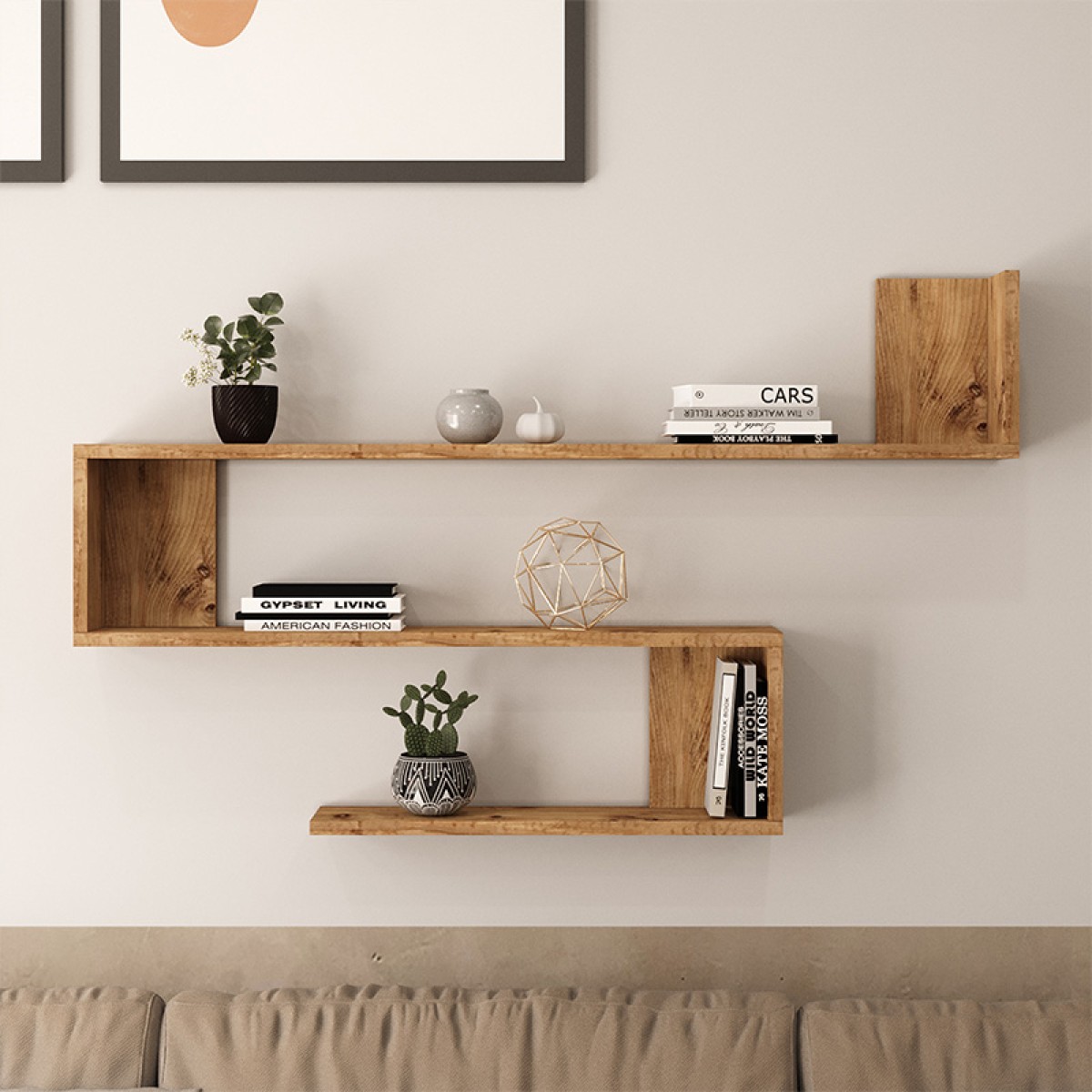 Ραφιέρα τοίχου Belinda pakoworld oak 120x14.5x71.4εκ