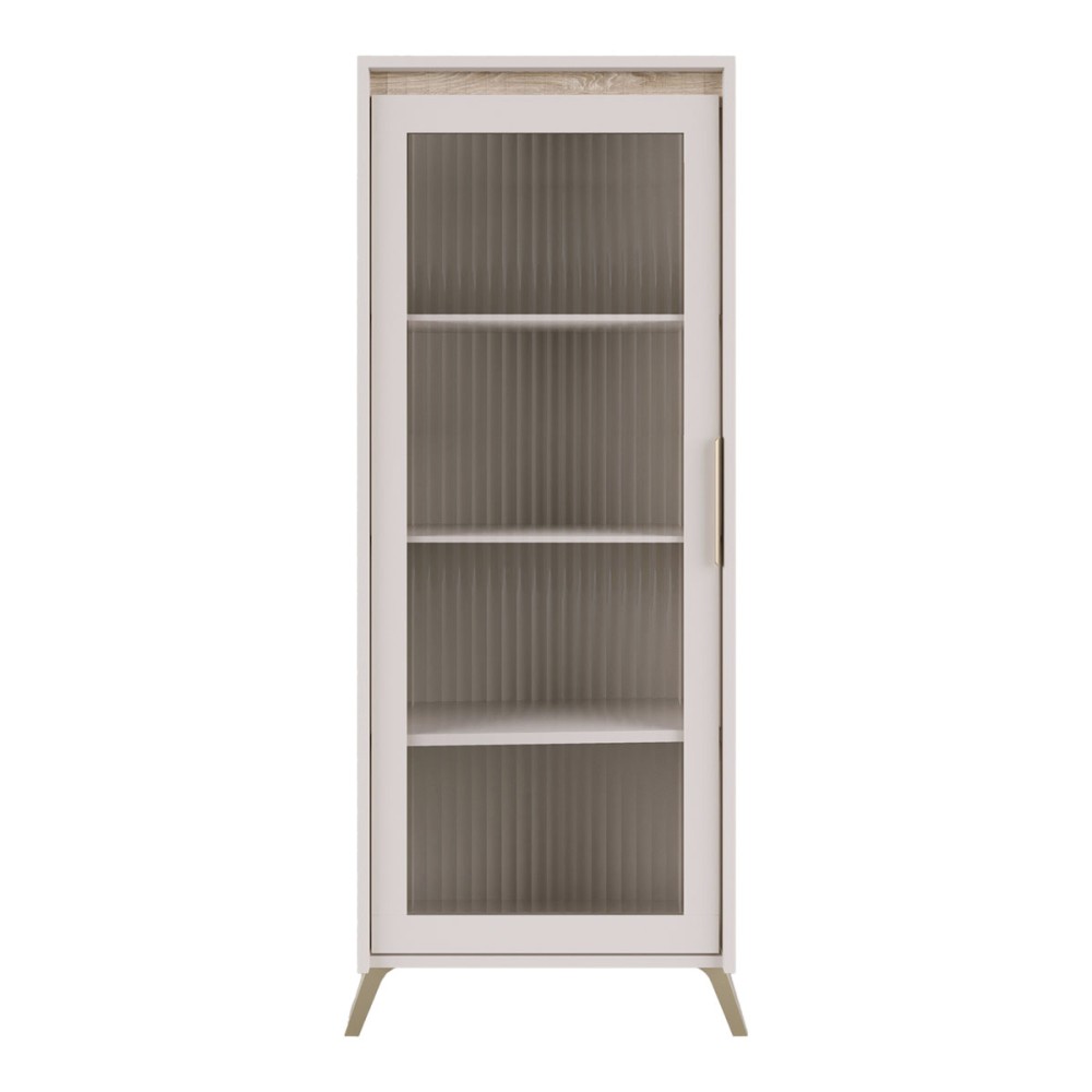 Βιτρίνα Belka pakoworld κρεμ με oak 55,6x45x152,6εκ