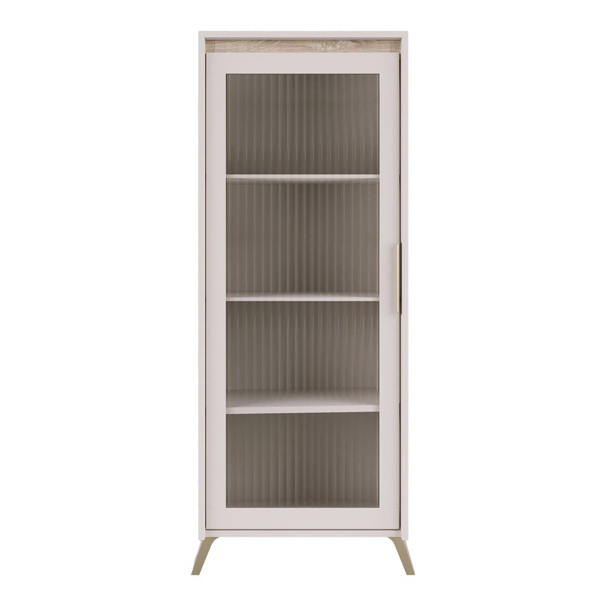 Βιτρίνα Belka pakoworld κρεμ με oak 55,6x45x152,6εκ