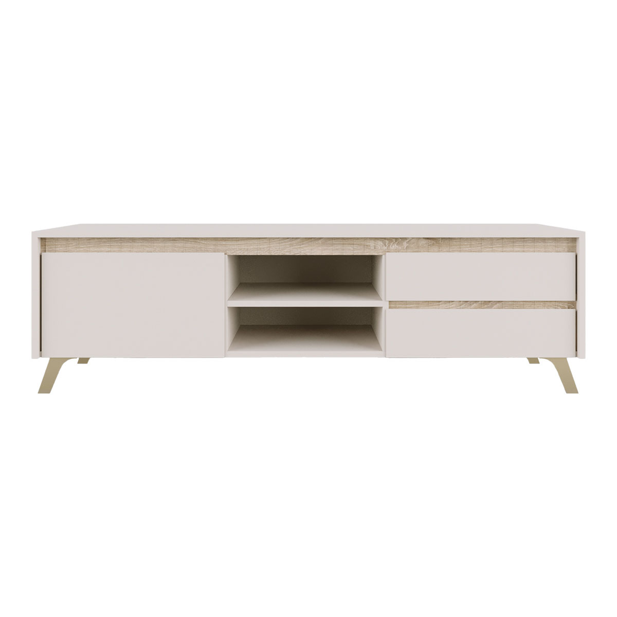 Σύνθετο σαλονιού Belka pakoworld κρεμ με oak 210,6x45x152,6εκ