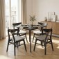 Tραπεζαρία Benson - Orlean pakoworld σετ 5τμχ rustic grey - ύφασμα γκρι 80x80x75εκ