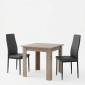 Τραπεζαρία Manka-Parker pakoworld σετ 3τεμ mdf σε μαύρη-sonoma truffle απόχρωση 80x80x77εκ