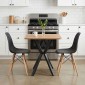 Τραπεζαρία με Καρέκλες Julita μαύρο και Τραπέζι Prestone oak 70x70x75εκ Σετ 3τεμ