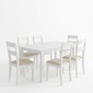 Τραπεζαρία Dallan Mabor pakoworld 7τεμ λευκό rubberwood 120-150x80x73,8εκ