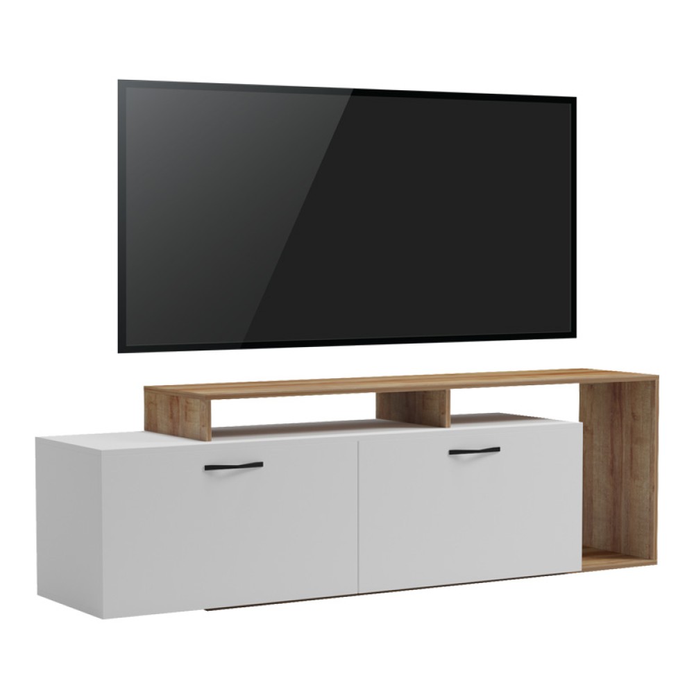 Έπιπλο τηλεόρασης Tobler pakoworld σε oak- λευκή απόχρωση 170x40x53εκ