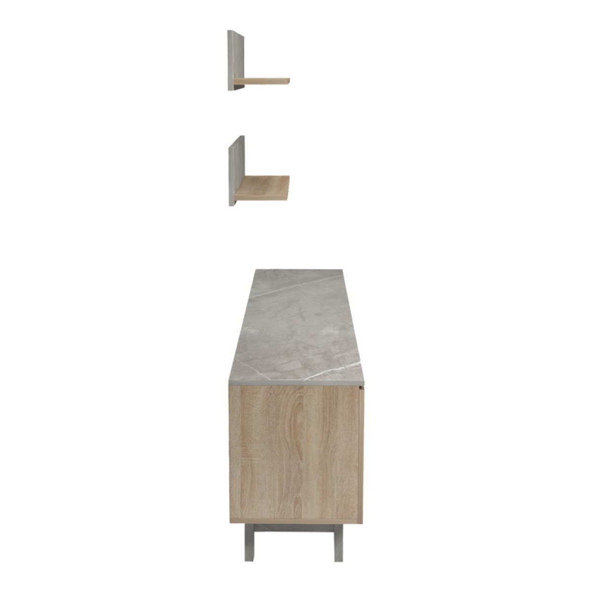 Σύνθετο σαλονιού Kasia pakoworld μπεζ μαρμάρου-sonoma 180x35x48.5εκ