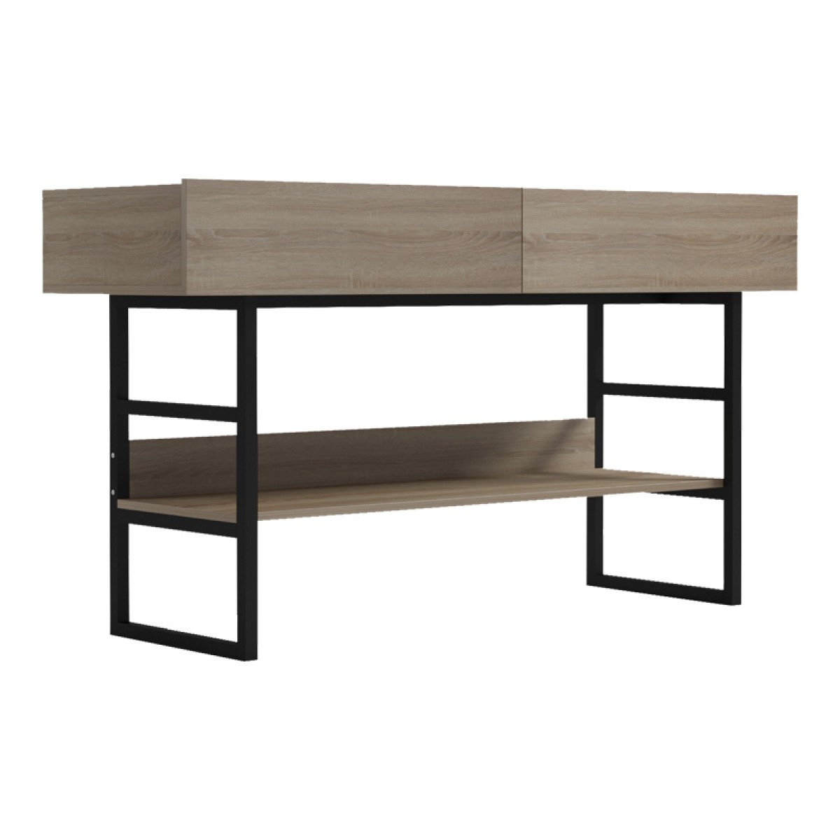 Κονσόλα Vien pakoworld σε sonoma-μαύρη απόχρωση 139x43x75.5εκ