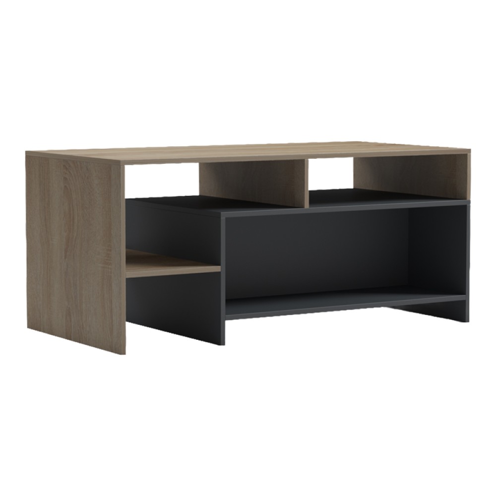 Τραπέζι σαλονιού Consa pakoworld sonoma - ανθρακί 120x60x52.8εκ