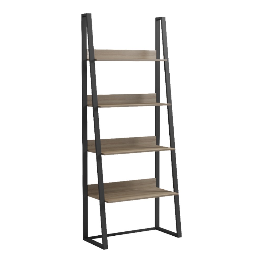 Βιβλιοθήκη-Ραφιέρα Alfa pakoworld sonoma-μαύρο μέταλλο 75x36x185εκ