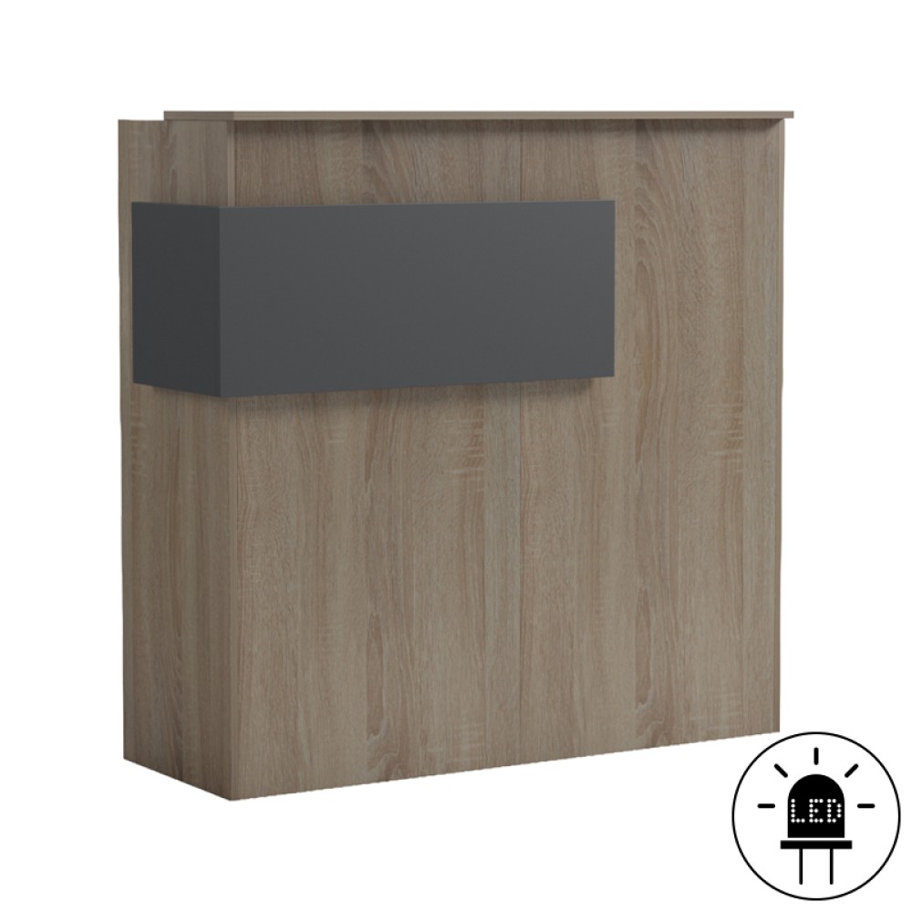 Γραφείο reception Optima pakoworld με led sonoma-ανθρακί 110x40x110εκ