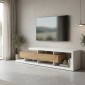 Έπιπλο τηλεόρασης Arbero pakoworld λευκό-oak 198x40x45εκ