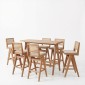 Τραπεζαρία μπαρ Winslow pakoworld σετ 7τεμ ξύλο rubberwood ανοιχτό καρυδί 120x45x100εκ