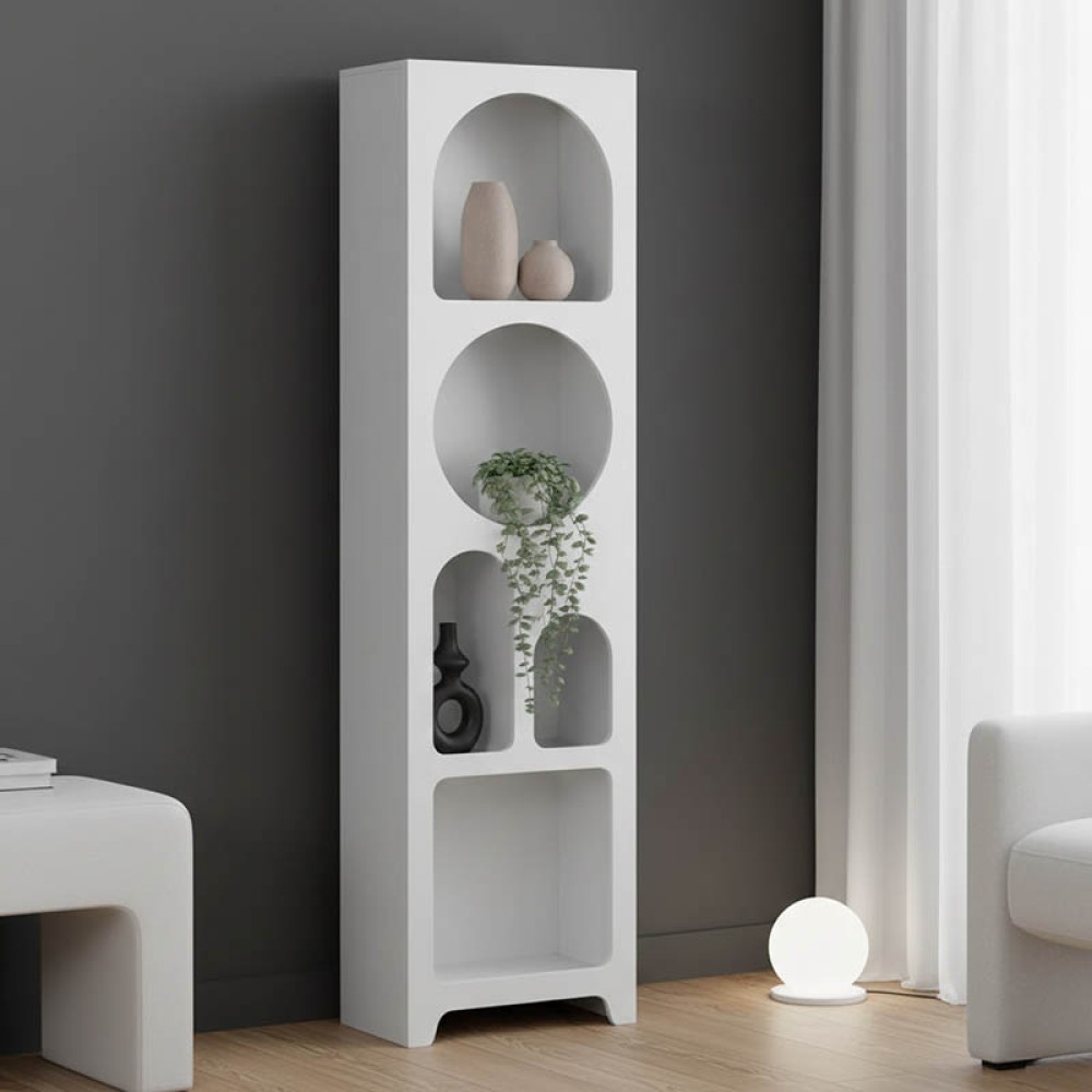 Βιβλιοθήκη Emersi pakoworld mdf σε λευκή απόχρωση 48x35x180εκ