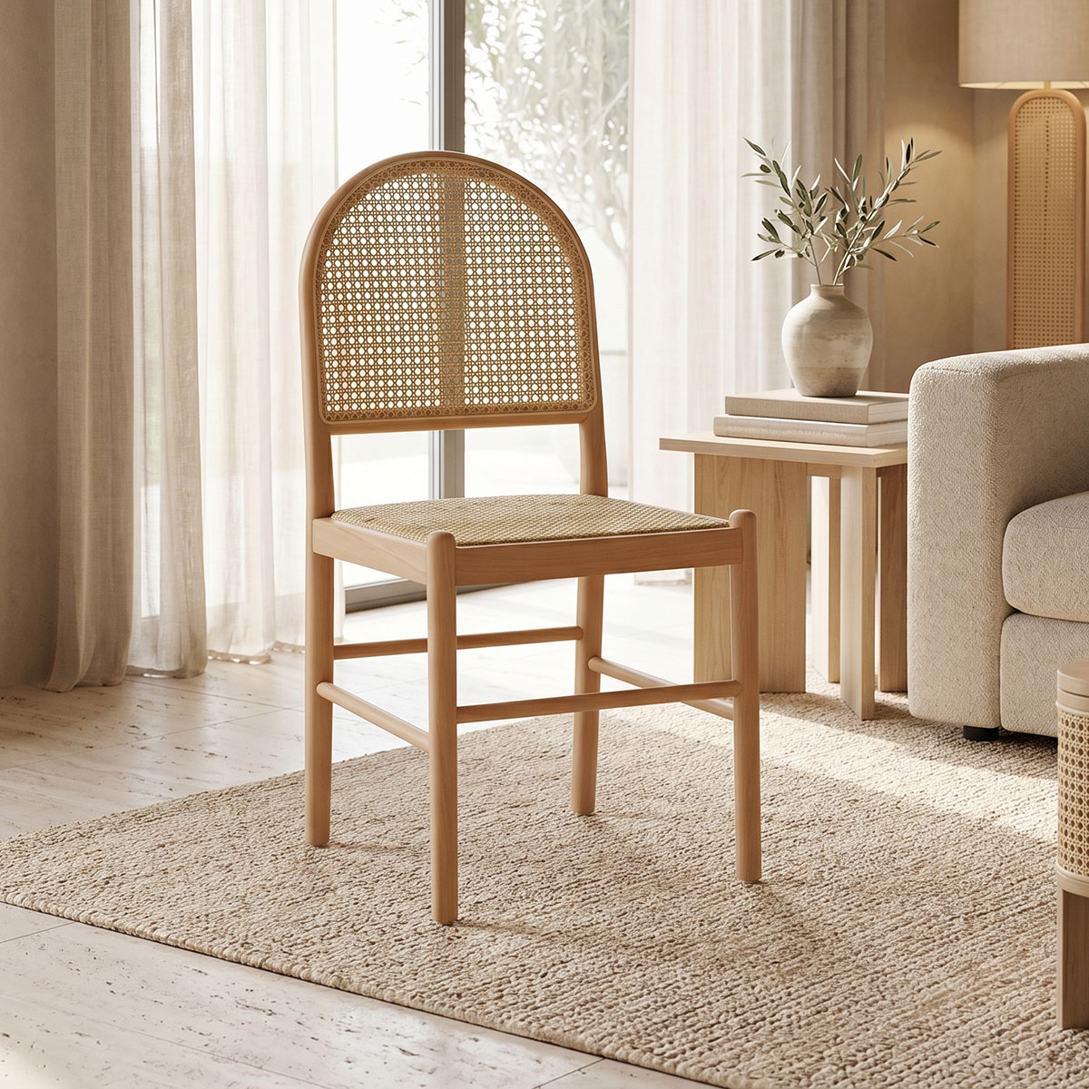 Καρέκλα Alessia pakoworld ξύλο οξιάς-rattan φυσικό 43x40x89εκ