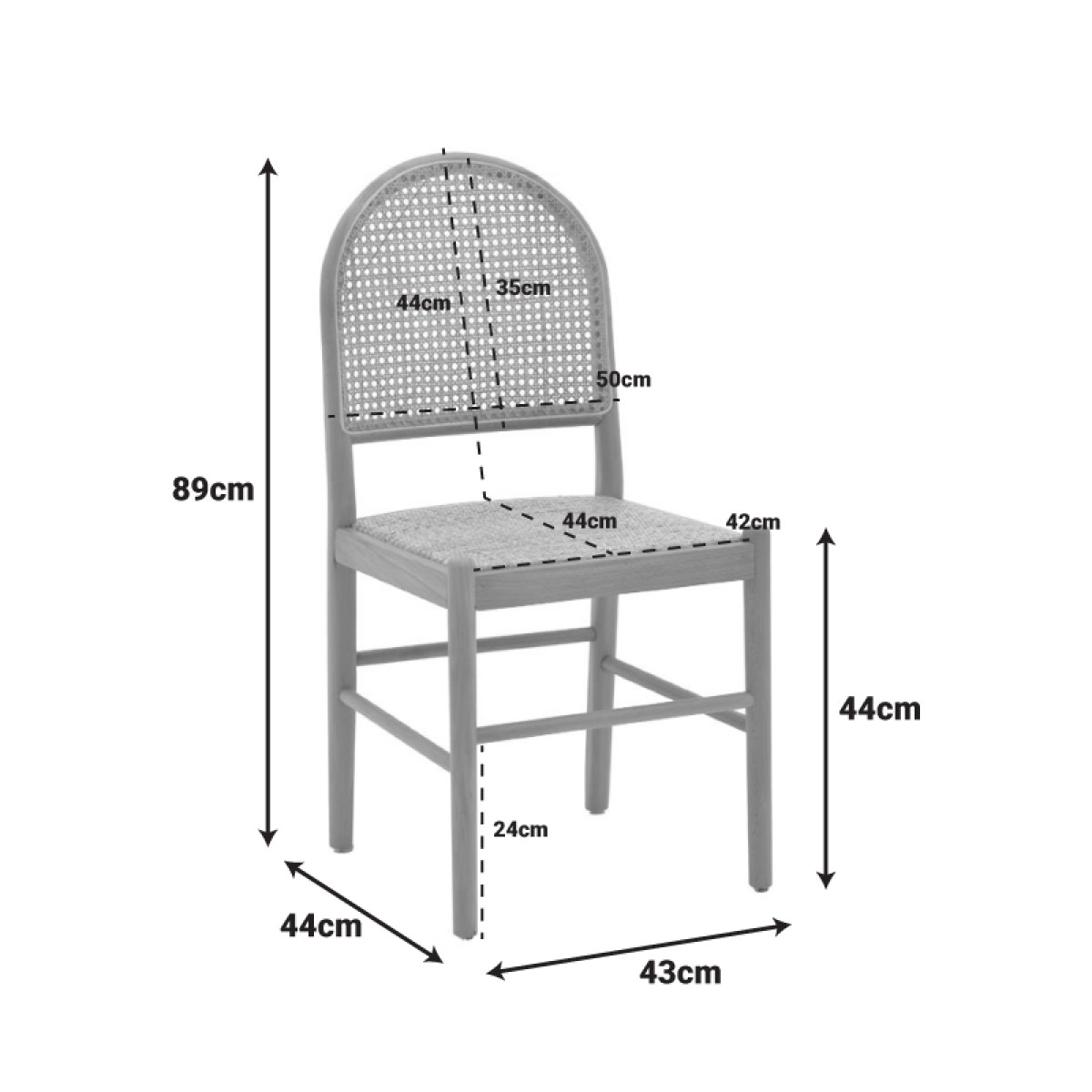 Καρέκλα Alessia pakoworld ξύλο οξιάς-rattan φυσικό 43x40x89εκ