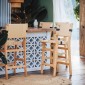 Σκαμπό μπαρ Nelanto pakoworld rubberwood φυσικό-έδρα φυσικό-μαύρο σχοινί 45x46x95εκ
