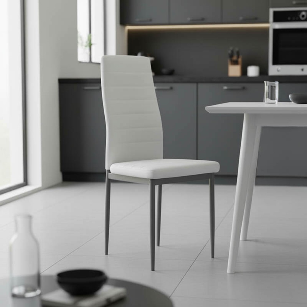Καρέκλα Parker pakoworld μέταλλο-PU λευκό-ανθρακί πόδι 42x48x98εκ