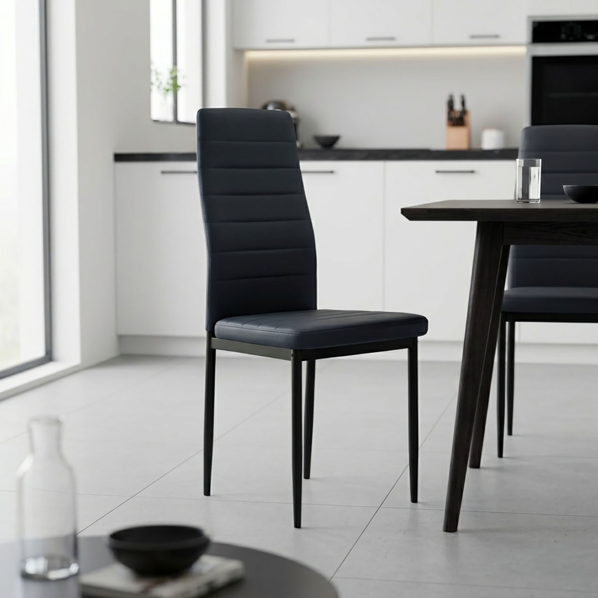 Καρέκλα Parker pakoworld PU ανθρακί-μαύρο πόδι 42x48x98εκ