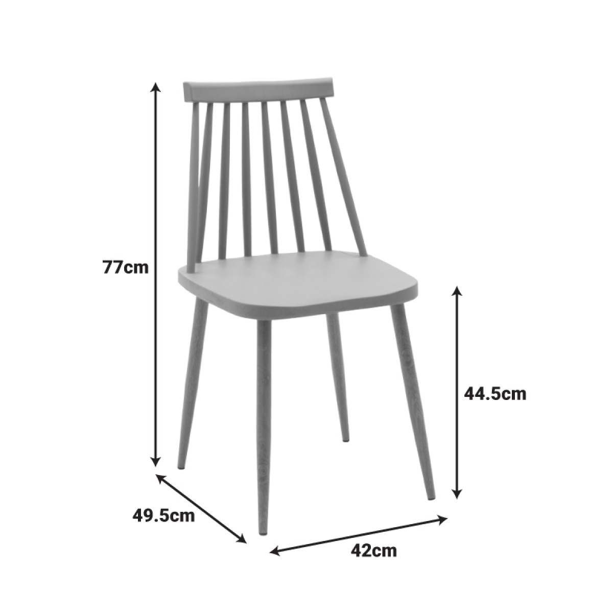 Καρέκλα Aurora pakoworld μαύρο pp-μαύρο μεταλλικό πόδι 42x49.5x77εκ
