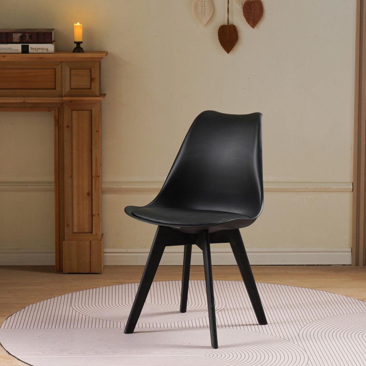 Καρέκλα Gaston I pakoworld PP-PU σε μαύρη απόχρωση 48.5x53.5x81.5εκ