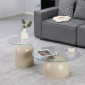 Τραπέζια σαλονιού Barel pakoworld σετ 2τεμ μέταλλο cappuccino- clear glass