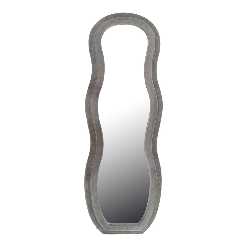 Καθρέπτης Glinde Inart βελούδο σε γκρι απόχρωση 50x3.3x150εκ