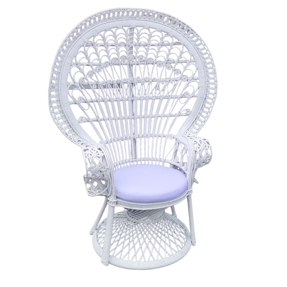 Πολυθρόνα Dorothy Inart με λευκό μαξιλάρι-λευκό rattan 115x53x147εκ