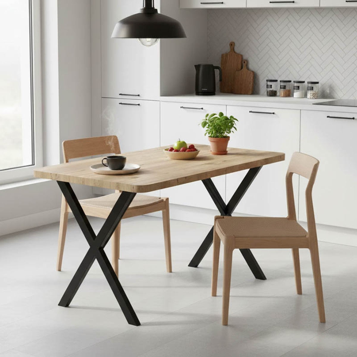Τραπέζι Zeryin pakoworld oak μελαμίνης-μαύρο μέταλλο 110x70x75εκ