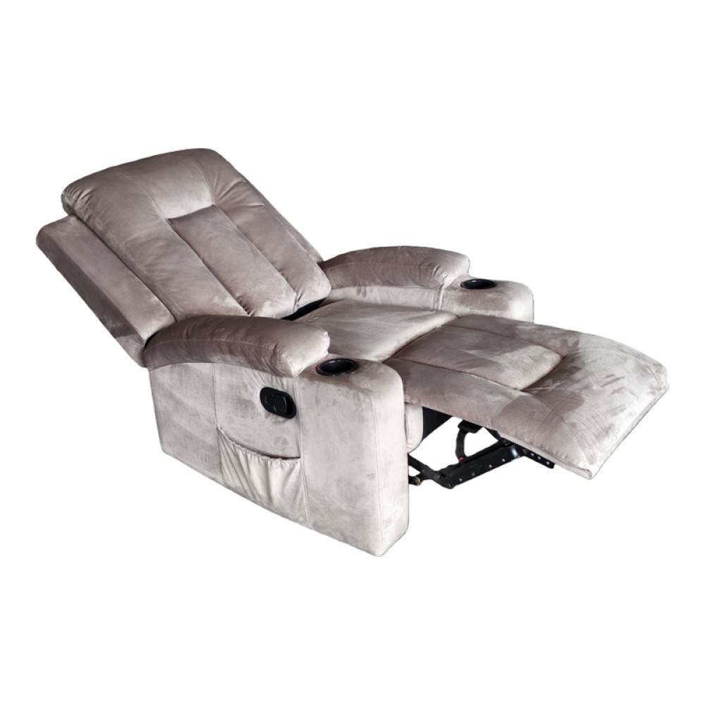 Πολυθρόνα relax Gessel pakoworld βελούδο σε γκρι απόχρωση 80x90x98εκ