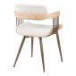 Πολυθρόνα Cameo pakoworld μέταλλο μπρονζέ-white-wash ξύλο-μπέζ ύφασμα 53x49.5x75.5εκ