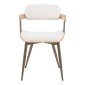 Πολυθρόνα Cameo pakoworld μέταλλο μπρονζέ-white-wash ξύλο-μπέζ ύφασμα 53x49.5x75.5εκ