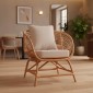 Πολυθρόνα Caxen pakoworld φυσικό rattan-λευκό μαξιλάρι 72x63x75εκ