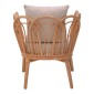 Πολυθρόνα Tania pakoworld φυσικό rattan-λευκό μαξιλάρι 76x76x76εκ
