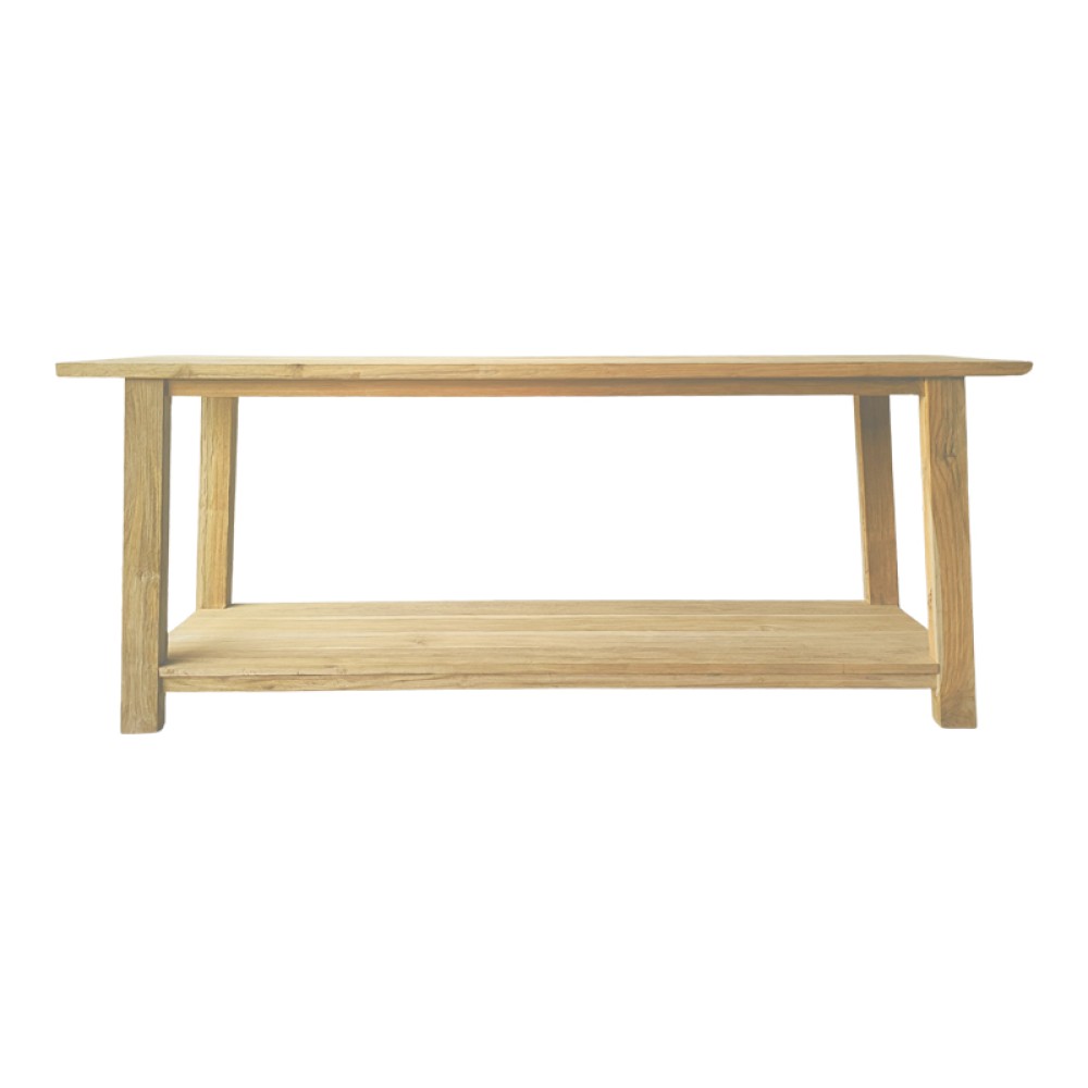 Κονσόλα Decoza pakoworld teak ξύλο σε φυσική απόχρωση 200x40x80εκ