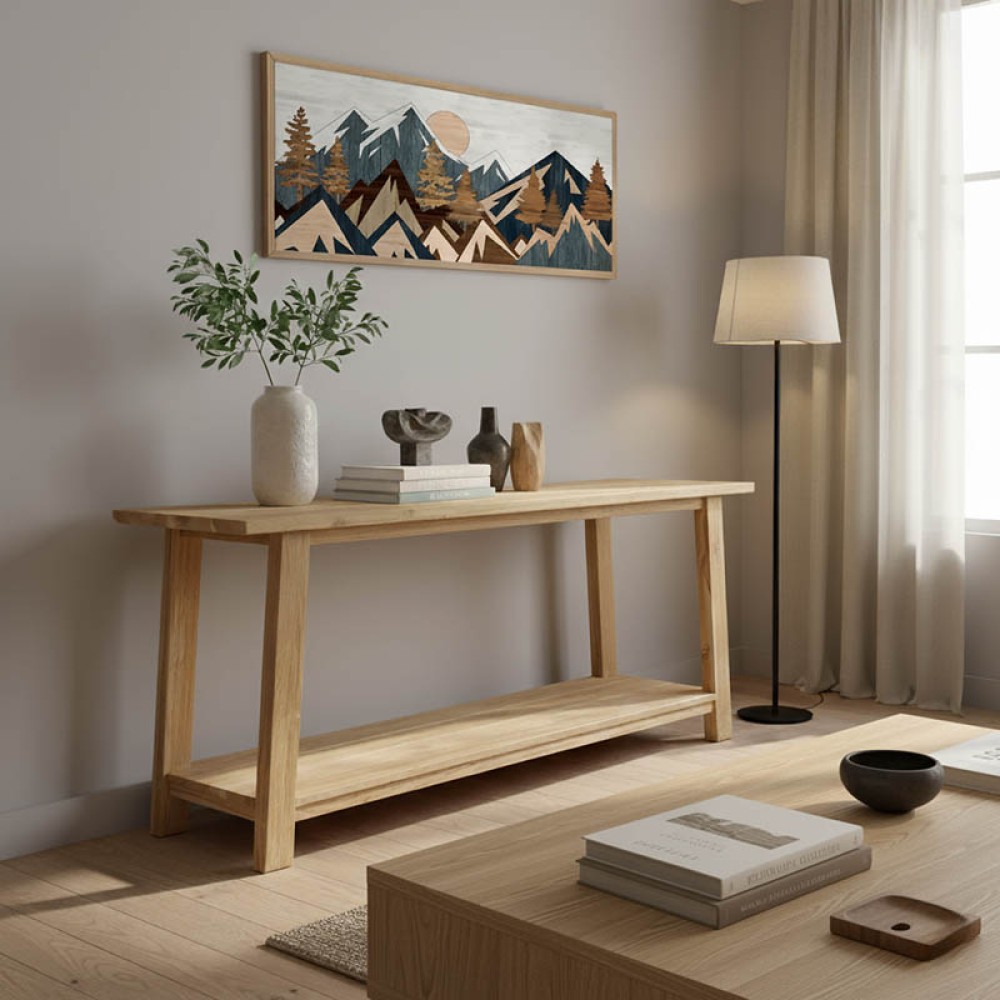 Κονσόλα Decoza pakoworld teak ξύλο σε φυσική απόχρωση 200x40x80εκ