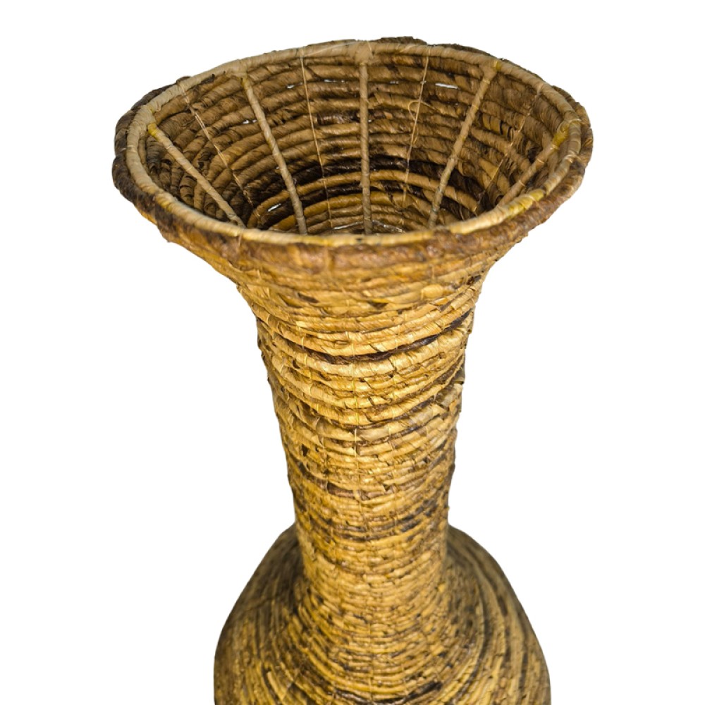 Διακοσμητικό βάζο Strail Inart banana rope σε φυσική απόχρωση Φ40x100εκ